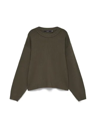 VERO MODA - VMGOLD LUX RIB LS O-NECK PULLOVER Forest Night - Gr. - XS