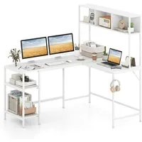 COSTWAY Eckschreibtisch, mit Bücherregal L-förmiger Schreibtisch 150x120cm