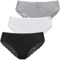 Vivance Brasilslip (3er-Pack) aus elastischer Baumwolle mit breiter, floraler Spitze
