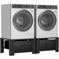 Clanmacy Waschmaschinenunterschrank 2er Waschmaschinen Untergestell mit Schublade Schwarz