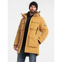 OMBRE Winterjacke Isolierte lange Jacke für Männer mit reflektierenden Elementen