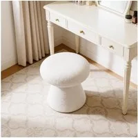 DEKKETO Hocker 360° Drehbarer Teddy-Pilz-Hocker als Schminktischhocker & Fußhocker (1 St), Bequemer Polsterhocker für Schlafzimmer, Ankleidezimmer & Wohnzimmer