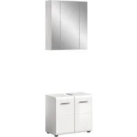 welltime Badmöbel-Set FLORENZ, 2-teilige Badkombination, hochwertige MDF-Front, (Set, 2-St., bestehend aus: 1 Waschbeckenunterschrank, 1 Spiegelschrank), Bad-Kombination, Bad-Möbel, Badezimmer, Kombination, Kombi