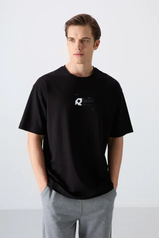 Oversized Logo-Druck Rundhalsausschnitt T-Shirt