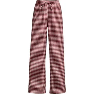 Gingham-Hose mit weitem Bein, Damen,  Rot, Baumwolle/Polyester/Polyester-Mischung, by Lands' End