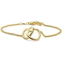Miore Armband SIL027B - mit Herzen - 18 kt vergoldetes 925er Silber - 17 cm + 3 cm, umschlungene Herzen ca. 22,5 mm x 12,5 mm - Made in Italy