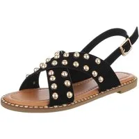 Ital-Design Modische Damen-Sandalen mit Nieten für Freizeit & Alltag Riemchensandalette (89852433) Blockabsatz Riemchensandalen in Schwarz