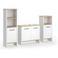 Vicco Badmöbel-Set Karli, Weiß/Goldkraft Eiche, 3-teilig, (3-St., 3er Set)