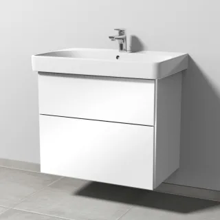 Sanipa 3way Waschtischunterbau zu Geberit Smyle Square Waschtisch mit 2 Auszügen, Weiß-Glanz BS67278