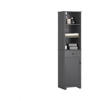 SoBuy Hochschrank BZR17, Badkommode Beistellschrank Badschrank schmal Badezimmerschrank Hochschrank, 3 offenen Fächern, verstellbare Ablagen