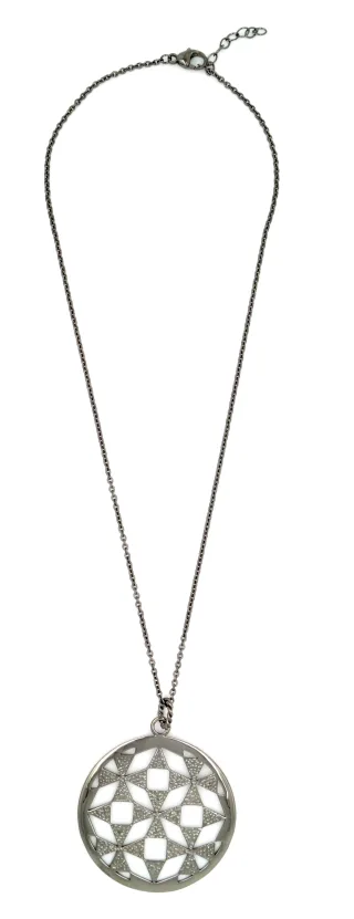 Orphelia Damen-Kette aus 925er Sterlingsilber mit Anhänger – Schwarz ZH-6037/2
