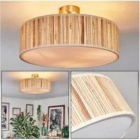 hofstein Deckenleuchte Deckenlampe aus Metall/Seegras/Stoff/Kunststoff in Naturfarben/Weiß, Deckenleuchte im modernen Boho-Design, Ø 40 cm, E27