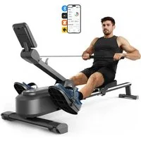 MERACH Rudergerät Rudergerät Heimtrainer Krafttraining - 16 Magnet-Widerstandsstufen (Hai-Aussehen, mit LCD-Monitor, extra leises Magnetbremssystem, mit Exklusiver Interaktiver APP und Spielen, Kinomap App-Kompatibel), Leicht zu Montieren, Geeignet f