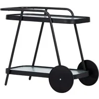 ebuy24 Gartentisch Steam Servierwagen, schwarz und klare Streifen.