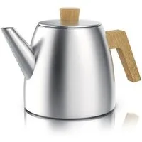 Arendo Teekanne Edelstahl, Siebeinsatz, 1000 ml, mit Griffen aus Holz, Isolierkanne, 1 l, (Set, 2-St), Doppelwandige Thermo Isolierung, Kanne mit Teesieb für losen Tee