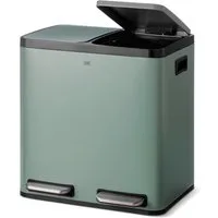KHG Mülltrennsystem Mülleimer Grün pulverbeschichtet 30 Liter (2x15 L) Trittmechanismus, Metallgehäuse mit Griffmulden, herausnehmbare Kunststoff-Inneneimer