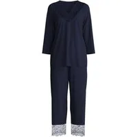 CALIDA Capri-Pyjama Elegant Dreams Damen (2 tlg) luftiger Schnitt, mit Spitzendetails, fließend und anschmiegsam