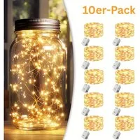 Montegoni Lichterkette 10er LED Lichterkette Set warmweiß 2m Batteriebetrieben 3 Modi, 3 Beleuchtungsmodi, flexibler Kupferdraht, batteriebetrieben