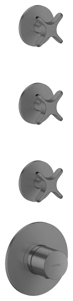 Hansgrohe Thermostatmodul Unterputz AXOR One für 3 Verbraucher mit Kreuzgriff brushed black chrome 48713340