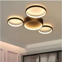 ZMH LED Deckenleuchte Wohnzimmer Deckenlampe - Schwarz Warmweiß Küchenlampen 29W, LED fest integriert, 3000k, mit 4 Ringe Design Wohnzimmerlampe Deko Schlafzimmerlampe