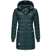 Ragwear Steppjacke Tiasa Long Gemusterte Winterjacke mit Kapuze