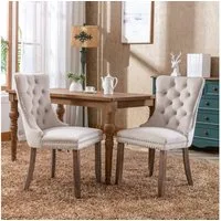 BBG Esszimmerstuhl 2er Set Esszimmerstühle Samt Chesterfield, bis 130 kg, French Style (Polsterstühle mit Knopfheftung & Ziernieten, Massivholz Rubberwood, 2 St), Hochlehner Dining Stuhl gepolstert