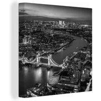 OneMillionCanvasses® Leinwandbild Londoner Skyline am Morgen - schwarz und weiß, Fotodruck (1 St), Wandbild, Deko Schlafzimmer Wohnzimmer Flur 20x20 cm