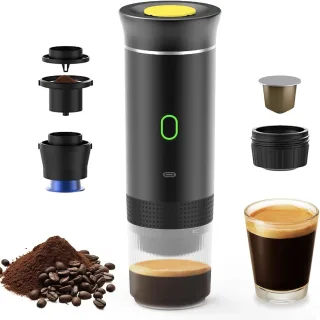 [EU Direct] NovuLife Electric Portable Espresso Coffee Machine 3-in-1 Capsule Powder Travel Wireless Coffee Maker for Ca