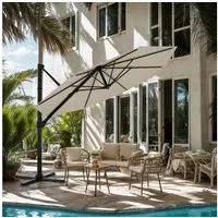 HOMALL Sonnenschirm Gartenschirm 270/330cm, mit Ständer,360° drehbar,UPF50+,weight 16KG, Faltbarer Sonnenschirm, 360° drehbar, leicht zu öffnen und zu schließen