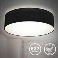 B.K.Licht Deckenleuchte Stoff-Deckenlampe Ø38cm 2-fammig E27 Wohnzimmer LED Halogen, ohne Leuchtmittel, schwarze Stoffdeckenleuchte mit Textilschirm Schafzimmer Küche BKL1220