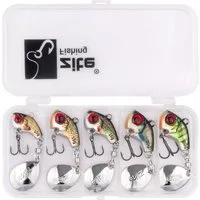 Zite Kunstköder Jigspinner Set 10-20g Neon & Natur Barschköder 5 Stück mit Tackle-Box