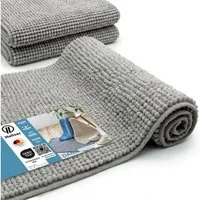HELLSER Badematte DANA - Badezimmerteppich rutschfest & waschbar - Chenille, rutschhemmend beschichtet, fußbodenheizungsgeeignet, schnell trocknend, Polyester, - Weiche Chenille Badematte Kurzflor, OEKO-Tex-zertifiziert