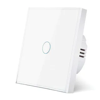 UBARO 1 Gang 86 Type Smart Wall Touch Switch Tempered Glass Panel Single Live Wire Waterproof Heat Resistant LED Indicat