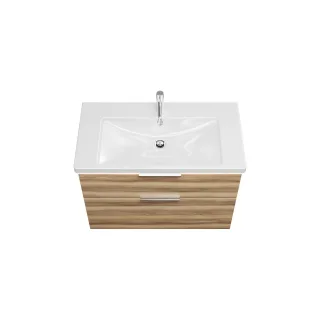 Burgbad Keramik Waschtisch-Set Eqio Frassino Dekor Cappuccino/Alpinweiss, SEZA093F3437C0001 SEZA093F3437C0001