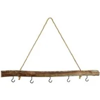 Meinposten Fensterdekoration Dekozweig Holz 5 Haken Fensterhänger braun natur Deko Landhaus 50 cm, Hängeast mit 5 Metallhaken und Aufhängeband