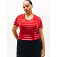 Tommy Hilfiger Curve V-Shirt CRV SLIM CODY V-NK SS in großen Größen, Baumwoll-Qualität