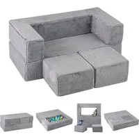 COSTWAY Kindersofa, Modulares Spielsofa für 2 Kinder, 100 x 52 x 42 cm