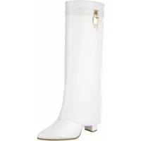 Ital-Design Elegante Stiefel mit hohem Schaft und Blockabsatz für Damen High-Heel-Stiefel (90948409) Blockabsatz Stiefel in Weiß