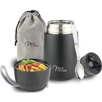 Milu Thermobehälter Edelstahl Thermobehälter Lunchbox 650 ml, Warmhaltebehälter mit Löffel, auslaufsicher