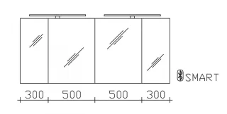 Pelipal Serie 25 Pelipal Spiegelschrank SDAES5016-I, B:1600, H:703, T:170mm SDAES5016-I