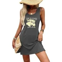 PYLIKE Sleepshirt Damen ärmelloses Nachthemd mit kleines Gänseblümchen Print Geeignet für Zuhause und Freizeit