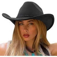 nsihing Cowboyhut Vintage Western-Cowboyhut, Unisex breitkrempiger Filzhut, Outdoor-Sonnenschutzhut