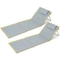 Stagecaptain Gartenliege 2x Set BM-160 GY Beachmatte "Layla", ink. Reißverschlusstasche, verstellbare Sonnenliege mit gepolstertem Kopfkissen