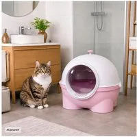 HTI-Living Katzentoilette Katzen WC aus Kunststoff mit Einstieg und Streuschaufel, Haustiertoilette