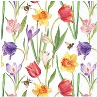 Ambiente Luxury Paper Products Papierserviette, Servietten Papier 33x33cm 3-lagig Frühlingsblumen Motiv / Bunt 20 Stk.