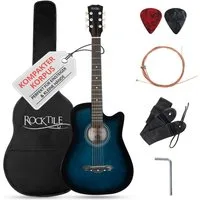 Rocktile Westerngitarre WSD-5C Slim Line Akustikgitarre Set - Dreadnought Akustik Gitarre, Set inkl. Tasche, Ersatzsaiten, Gurt und Plektren