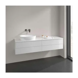 Villeroy und Boch Antao Waschtisch-Unterschrank K26050GF 160x36x50cm, Hahnlochbohrung, Waschbeckenplattenfarbe Lack, glossy white lacquer