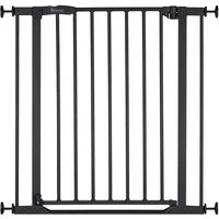 Hauck Türschutzgitter Clear Step 2, Black, auch als Treppenschutzgitter verwendbar, 75-80 cm, flacher Durchgang