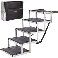 ONVAYA Hunderampe Hundetreppe faltbar, 5 Stufen, 6 Stufen, Hunderampe, Aluminium, faltbare Hundetreppe