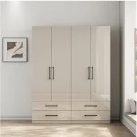 OTTO home Kleiderschrank Sylt Schlafzimmerschrank Garderobe Schrank hochglanz (Drehtürenschrank mit 4 Schubladen und 4 Türen) Schrank in Breite 160 mit viel Stauraum